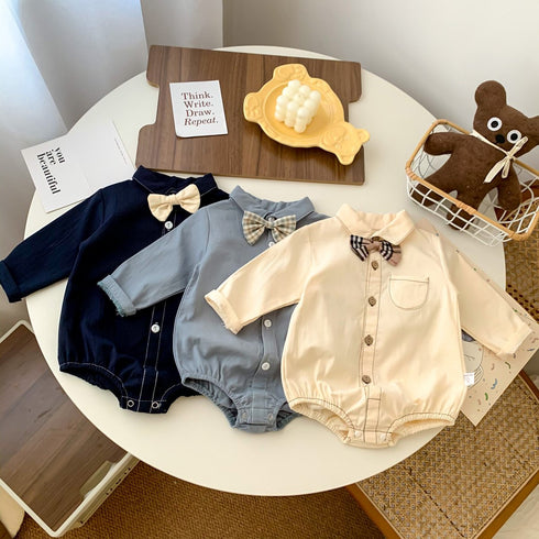 Baby's Siamese Clothes Bow Tie Shirt Climbing Clothes