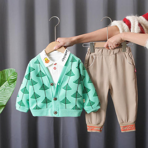 Boys spring and autumn shirt sweater set of three