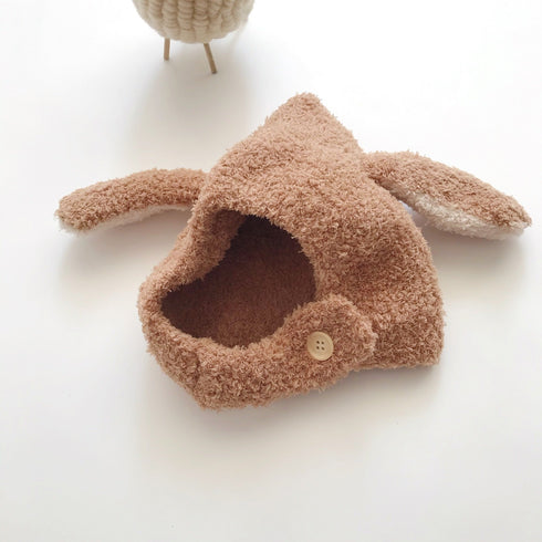 Autumn and winter rabbit ears plush warm ear protection cap baby hat 15.7-19.6 inches