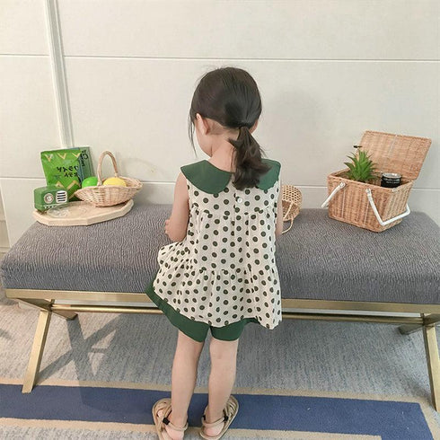 Girls Summer Polka Dot Vest Shorts Set