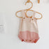 Rabbit ear color matching knitted wool jumpsuit with fart climbing suit