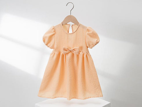 Girls' Dress Summer Dress New Bubble Sleeve Macaroon Color Princess Dress