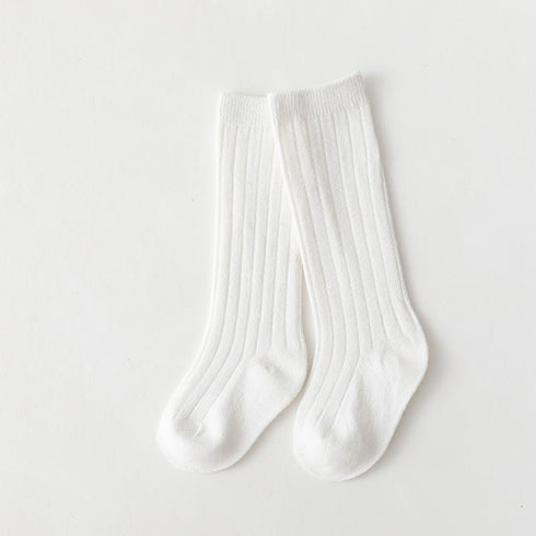 Multicolor children's socks double needle vertical stripes middle stockings baby socks solid color sports socks