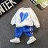 Love Round Neck Sweater Long Sleeve Suit Boy Baby Sports Pants Two-piece Set