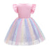 Girl's Rainbow Mesh Dress Knit Unicorn Princess Dress