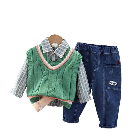 Boys spring and autumn long sleeve three-piece suit