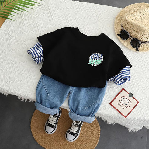 Sports boy sweater casual handsome two-piece set