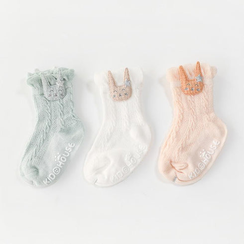 Children's Breathable Mesh Non Slip Socks (three Pairs)