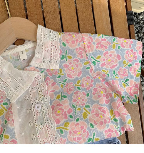 Exotic Flower Patchwork Lace Shirt