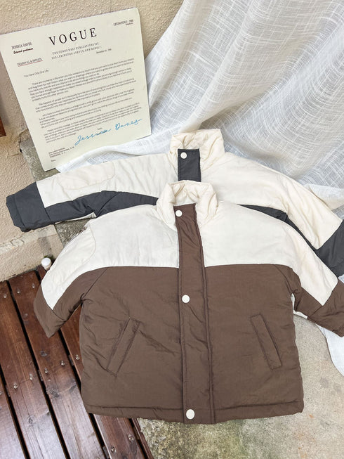 Winter children's cotton-padded jacket color matching plus velvet padded warm cotton-padded jacket