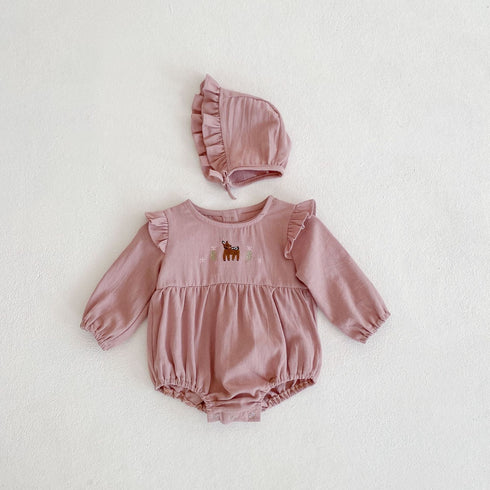 Embroidered long sleeve jumpsuit triangle climbing suit in spring and autumn