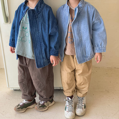 Simple children's denim jacket spring and autumn baby jacket