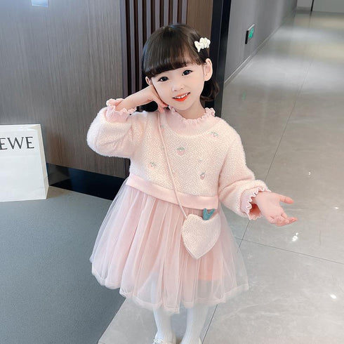 Add velvet padded mink velvet new year dress foreign style princess dress