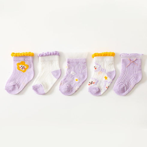 Children's Cartoon Lace Socks (five Pairs)