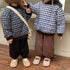 Children's Plaid Cotton Clothes with Cashmere Thickened Turtleneck