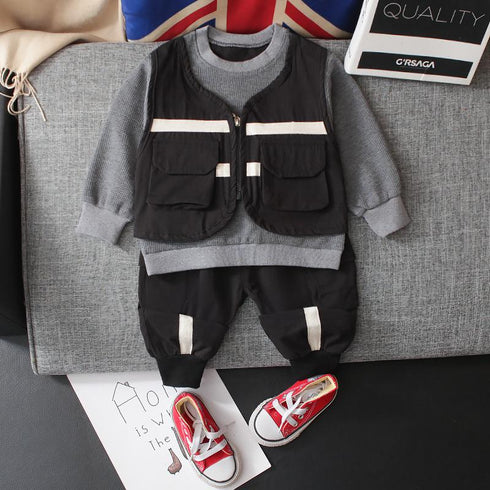 Boys spring and autumn sports three-piece set