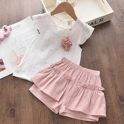 Girls Summer Sleeveless Top Shorts Set