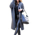 Autumn and winter solid color two-button knit sweater long hooded sweater coat