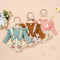Cotton Pit Strip Long Sleeve Top + Suspender Skirt Set