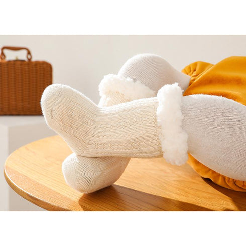 Super thick wool lamb wool children's floor socks plus velvet baby socks non-slip baby floor socks