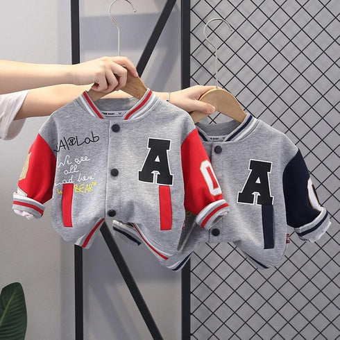 Children's spring and autumn baseball suit cardigan suit