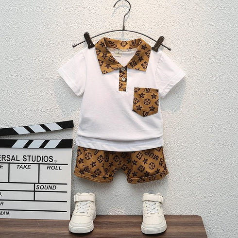 Summer boys suit short sleeve shorts two-piece set
