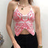 Butterfly Print Halter Tie Irregular Dovetail Backless Top