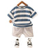 Boy's and girl's striped T-shirt short sleeve shorts summer two-piece set