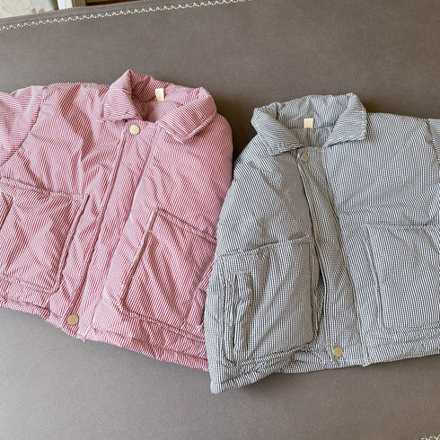 Children's short cotton-padded cotton-padded jacket small plaid cotton-padded jacket