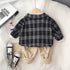 Boy's Plaid Cardigan Spring and Autumn Three-Piece Set