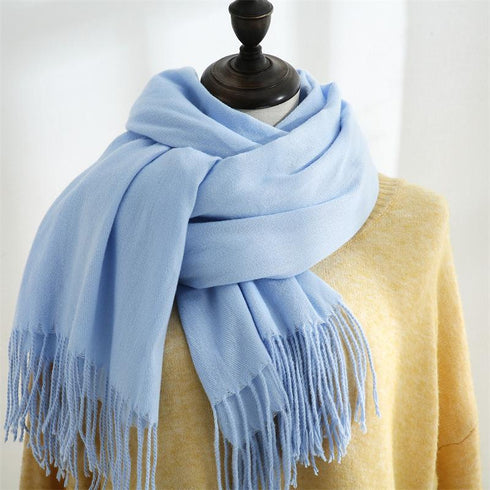 Solid color cashmere scarf fashion tassel scarf
