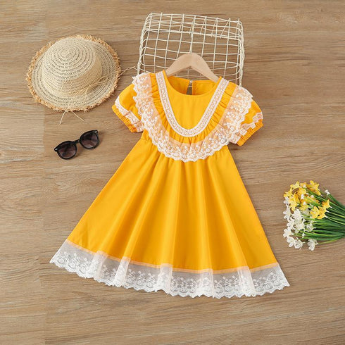 Summer Girl's Lace-Trimmed Dress
