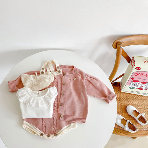 Spring and Autumn Knitted Embroidered Sweater Jacket with Twist Climbing Suit