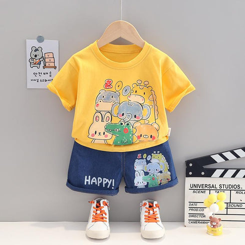 Boys summer short sleeve sports two-piece set