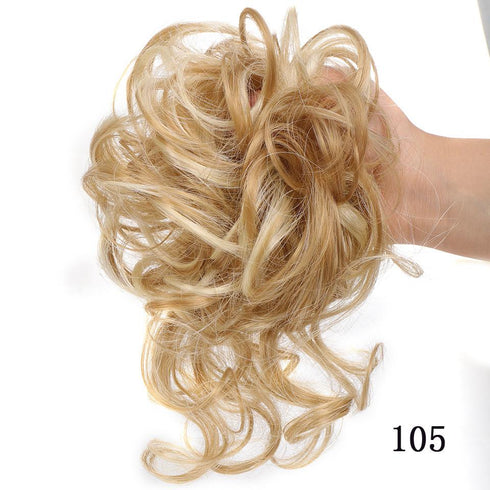 Synthetic bun wig fluffy hair ring ball head