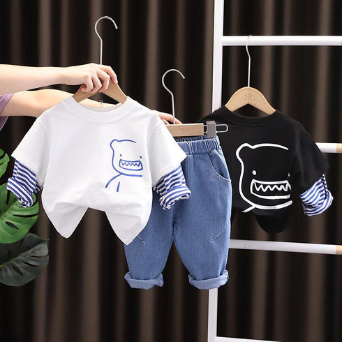 Spring and Autumn Boys' Cartoon Wear Set