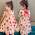Girls Dress 2022 Summer New Girls Strawberry Print Dress Bow Princess Dress