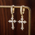 Silver needle inlaid with zirconium cross ear buckle hip hop ear ring
