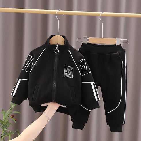 Boys Thickened Warm Set Fall/Winter Two-Piece Set