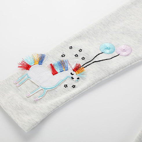 Girl's Pants Cartoon Embroidered Leggings