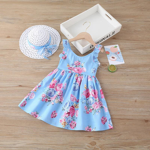 Summer Girl's Simple Floral Dress