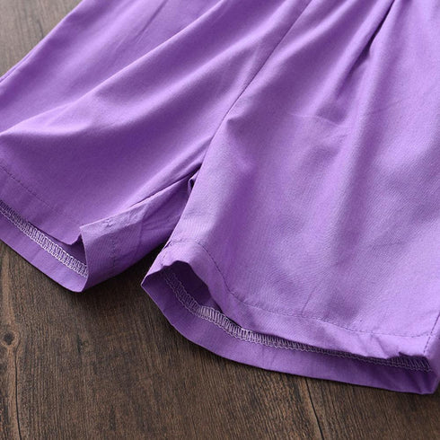 Girls Summer Two-Piece Short Sleeve Shorts Set