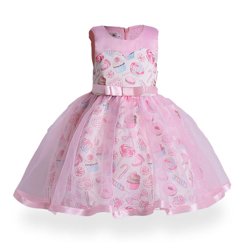 Girls Printed Princess Dress Children's Clothing Dress Dress Unkempt Dress New European And American Dress