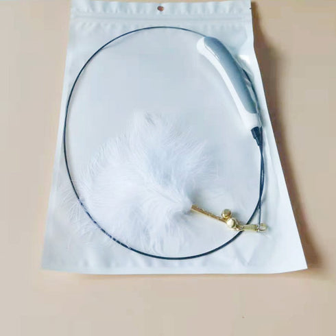 Super long soft rod telescopic feather teasing cat stick sound bell cat toy