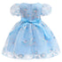 Girl's Bubble Sleeve Dress Embroidered Mesh Paggy Dress Princess Dress