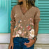 Fall/Winter Printed Loose V-Neck Long Sleeve Shirt