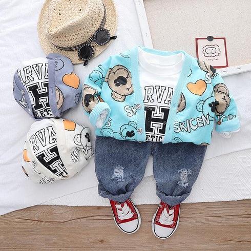 Boy's Spring and Autumn Crewneck Tee Set of Three