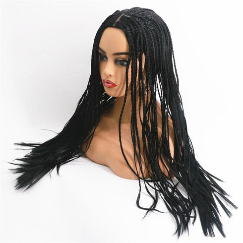Women chemical fiber non-front lace big braid wig headgear