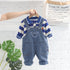 Spring and Autumn Boys Denim Straps Two-Piece Set