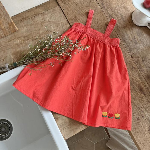 Suspender Dress Embroidered Floret Suspender Skirt